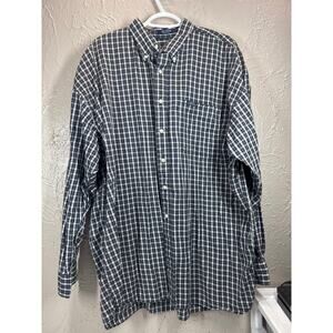 Chaps Ralph Lauren Button Down Shirt Mens Long Sleeve Green‎ Flannel Plaid Sz XL
